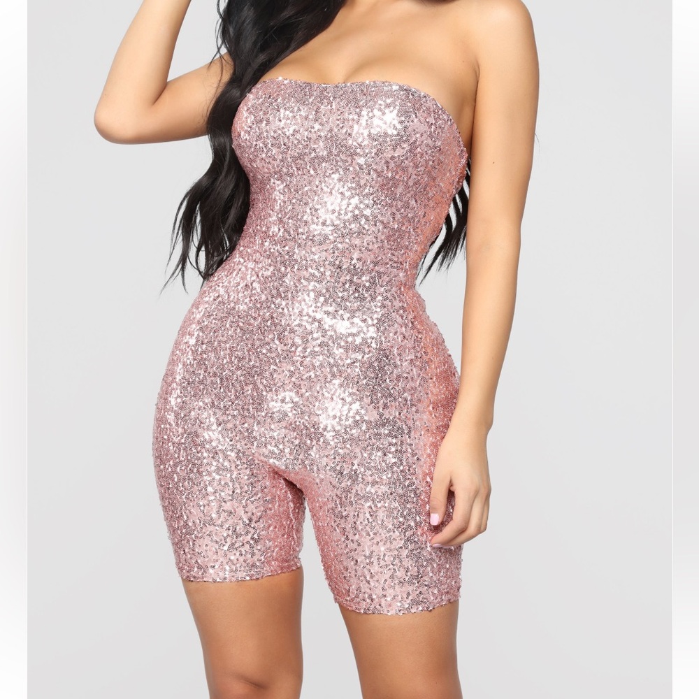 Pink sequin romper